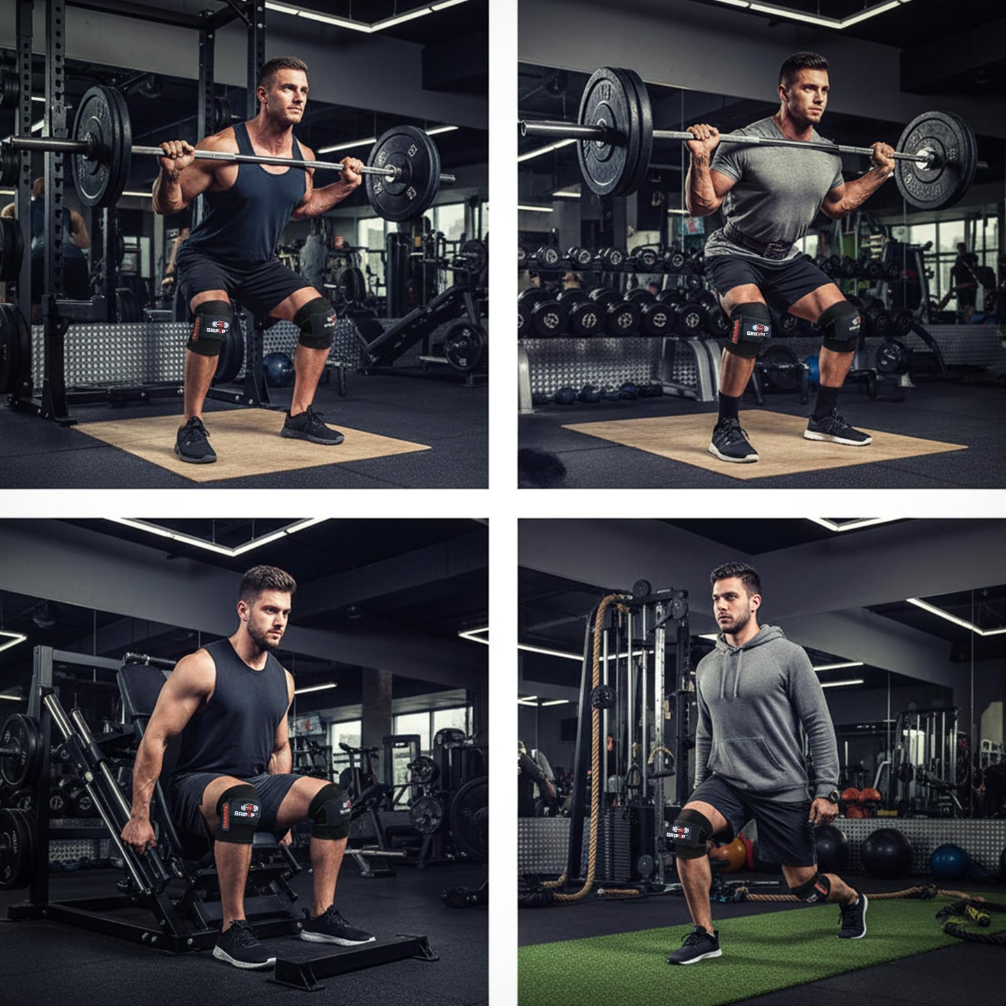 GripUp 78” Knee Wraps for Weightlifting (Pair) – Support Straps for Squats, Powerlifting & Gym Training, One Size GP20 (Black)