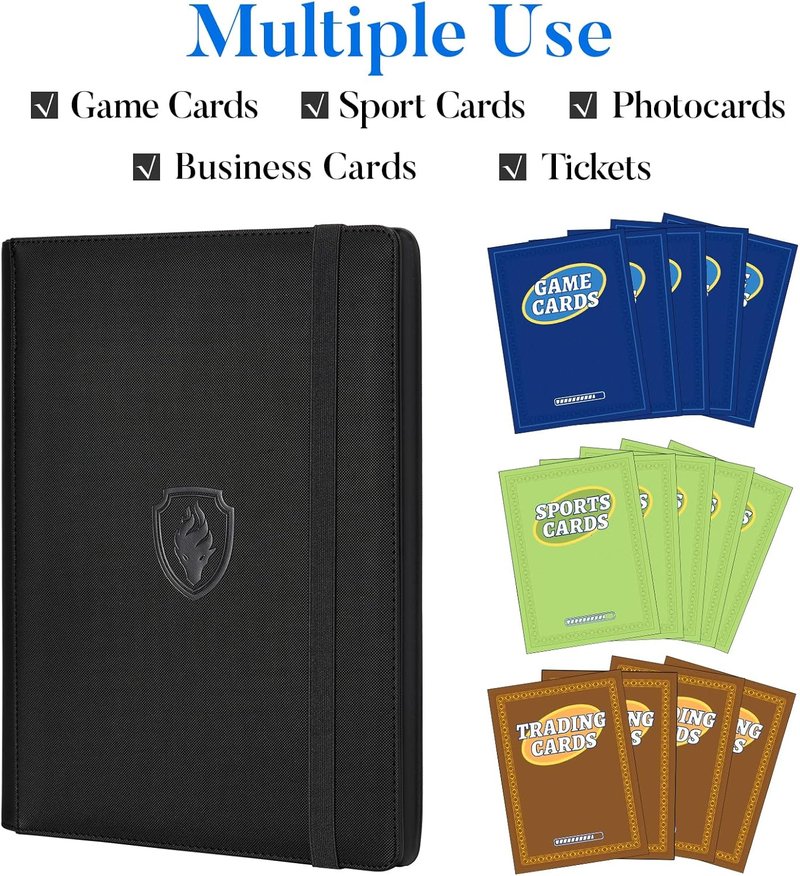 Premium 9 Pocket Card Binder - Sturdy PU Cover for 360 Cards | Sleek Black Trading Card Album