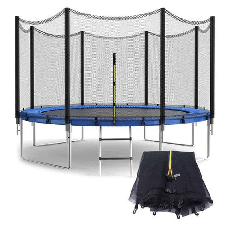SUOGROLI Trampoline Safety Net, 4/4.6/5/6/8/10/12/13/14/16FT Garden Trampoline Replacement Fences, Kids Protective Net,427cm-8Poles-14ft,Black