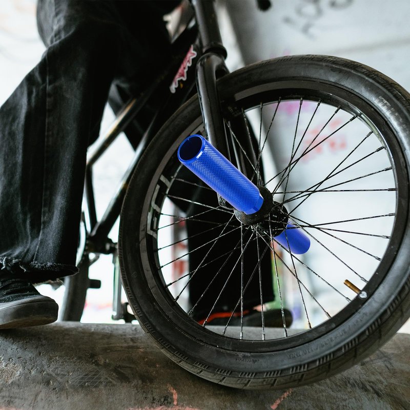Shwsed Bike Pegs, Aluminum Anti-Skid BMX Bicycle Foot Pegs for Mountain Bike Cycling, Stunt Pegs Fit 3/8 inch Axles (Dark Blue)