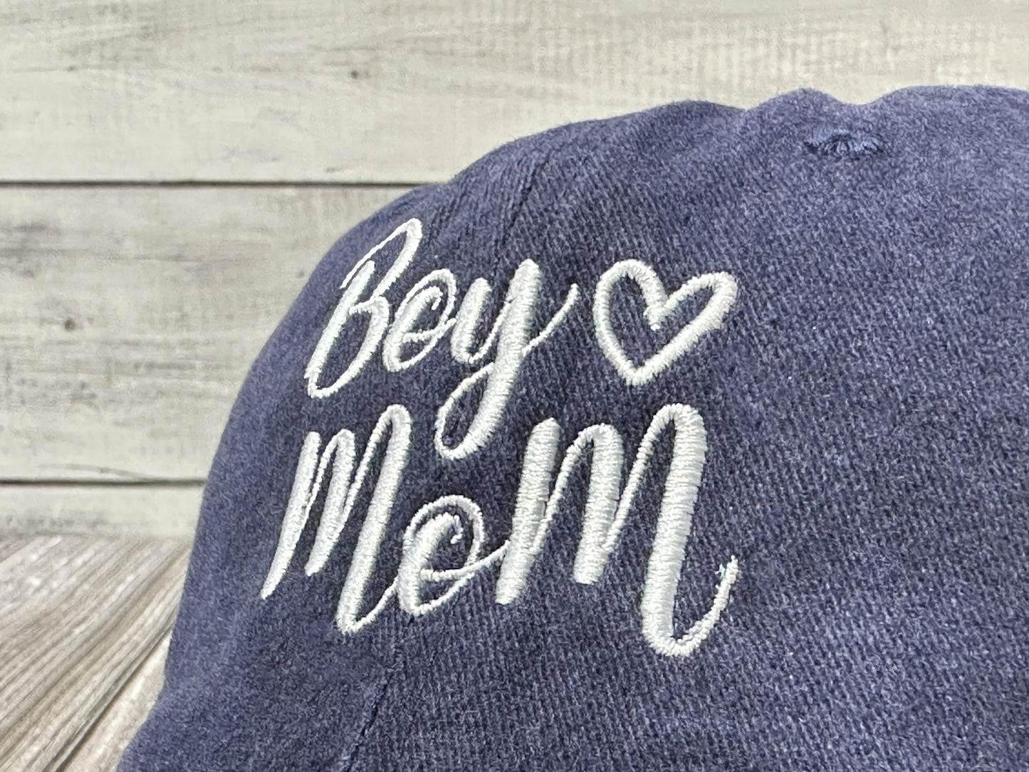 Shenbors Boy Mom Hat for Women, for Mama Mommy Mum, Embroidered Navy Blue Baseball Cap, Adjustable Snapback Hat