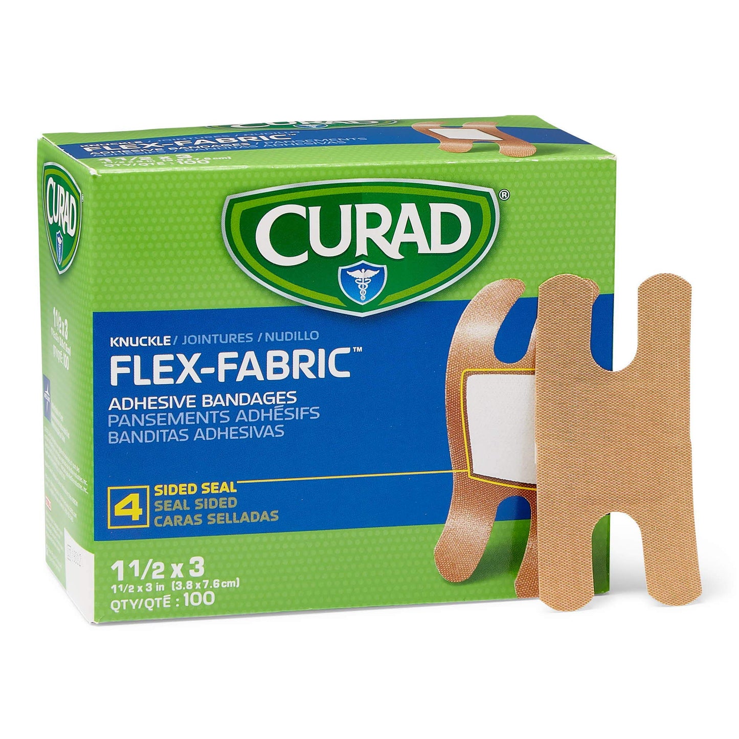 CURAD Flex-Fabric Adhesive Bandages, Knucle, 100 Ct, 1 BOX