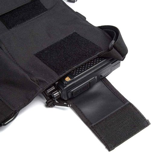 Radio Shoulder Holster Chest Harness Holder Vest Rig for Two Way Radio Chest Front Pack Pouch Walkie Talkie Case with Front Pouches for Kenwood Arcshell Retevis Baofeng UV-5R F8HP UV-82 888S (4Pack)