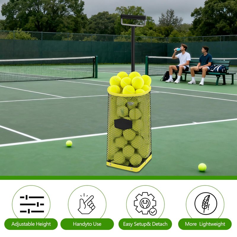 Arrowbash Pickleball Tennis Ball Foldable Picker Upper with Bag 30 Pickleball Portable Retriever Holder Basket 42 Tennis Ball Lightweight Collector Hopper for Easy Collection Storage