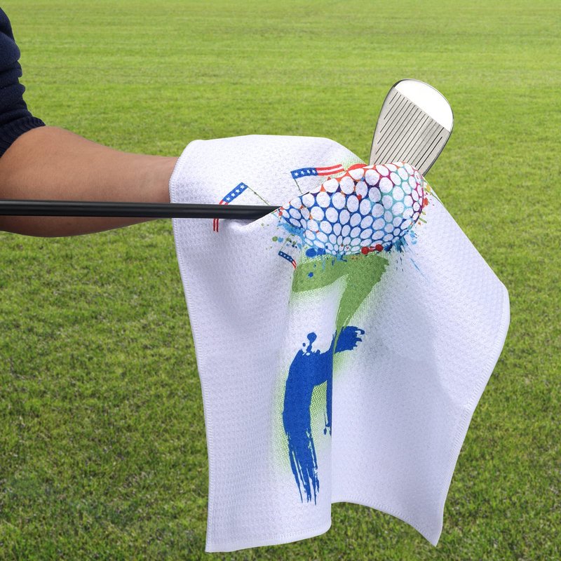 ZZHAO Golf Towel | Super Absorbent Microfiber Towels | Lightweight, Scratch-Resistant, and lint-Free | Aluminum Alloy Hook | 16x12 Inches for Father's Day (Golf Towel-WG)