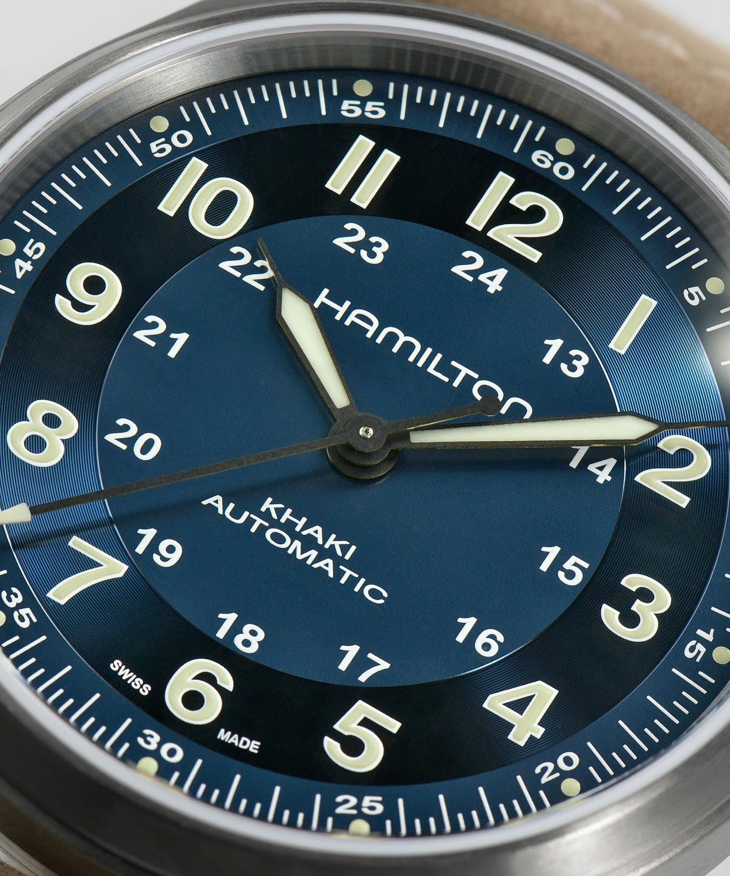Hamilton Khaki Field Titanium Automatic Men's Watch, 42mm Titanium Case, Swiss Made, Blue Dial Analog Wrist Watch for Men, 100m Waterproof, Sapphire Crystal, 3-Hand Movement, Cow Leather Strap