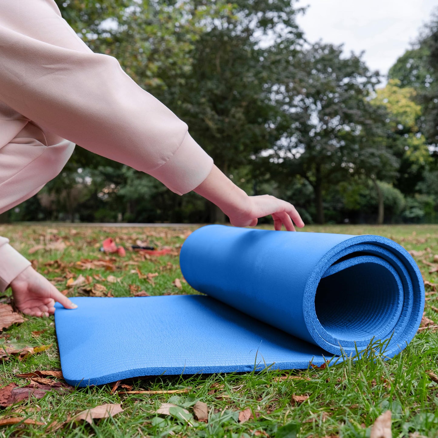 BalanceFrom GoCloud 71x24 Inches Extra Thick Yoga Mat 1-Inch High-Density Foam – Roll-Up Exercise Pad with Double-Sided Non-Slip Surface and Carrying Strap for Pilates and Home Workouts