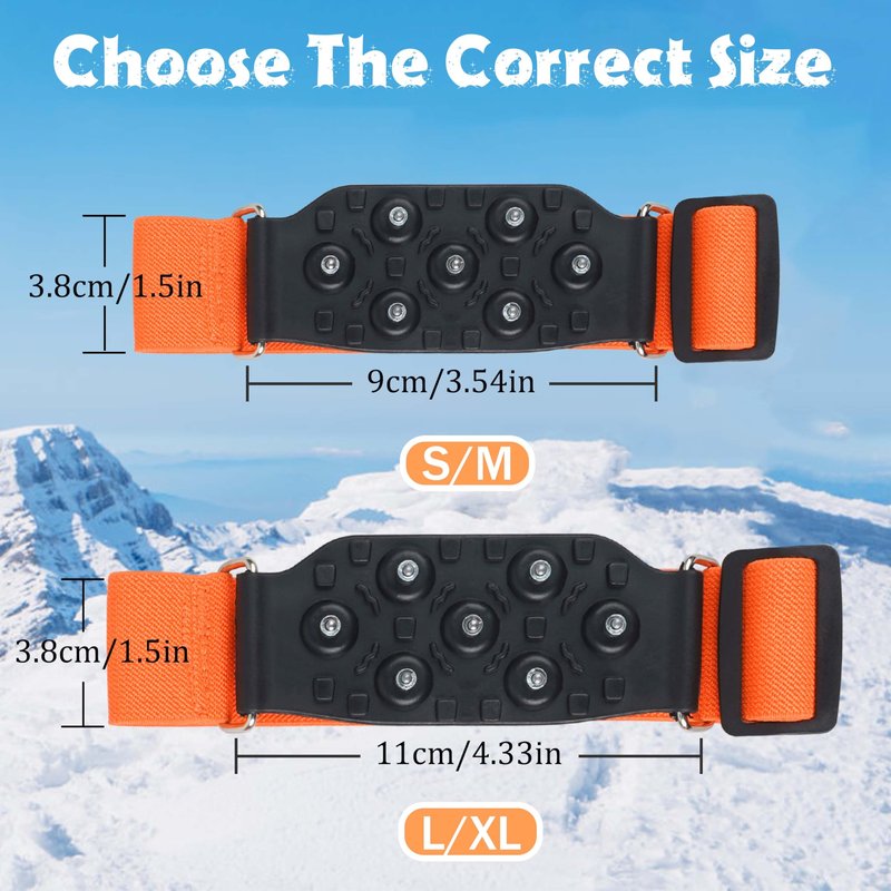 Ice Cleats Mid-Sole Snow Traction Cleats for Walking on Snow and Ice Anti-Slip Crampon with Adjustable Straps 7 Tungsten Studs for Secure Grip Anti Slip Crampons for Walking Jogging Hiking
