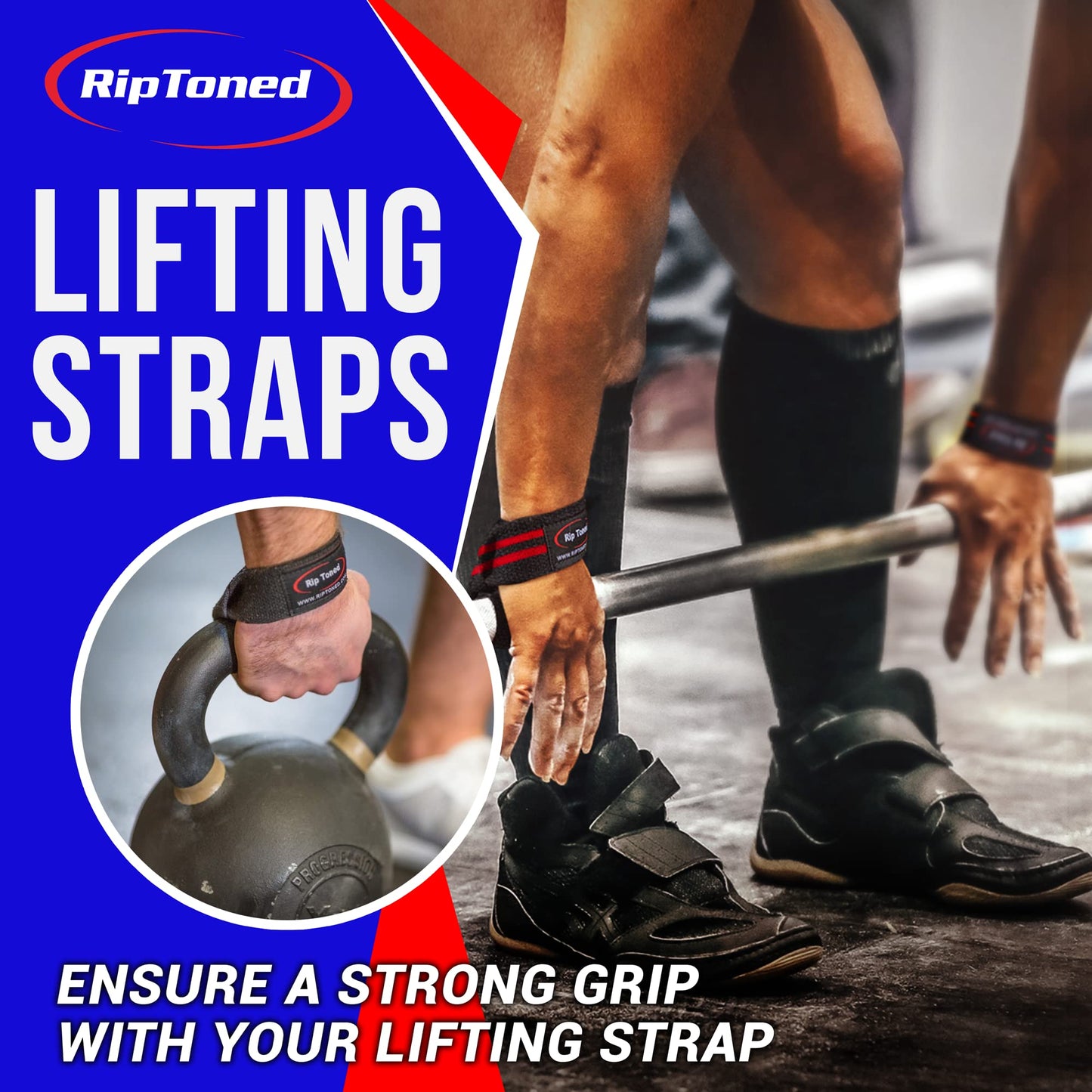 Rip Toned Performance Wrist Straps for Weightlifting – 23" Padded Lifting Straps for Men & Women – Cotton Gym Straps for Deadlifts, Strength Training, Bodybuilding & Powerlifting – Orange/Black
