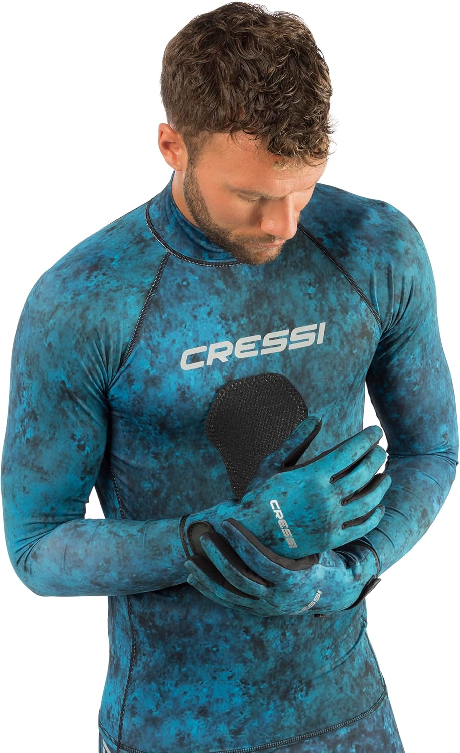 Cressi Camouflage Spearfishing Gloves - Elastic Neoprene for Enhanced Grip | Durable & Flexible