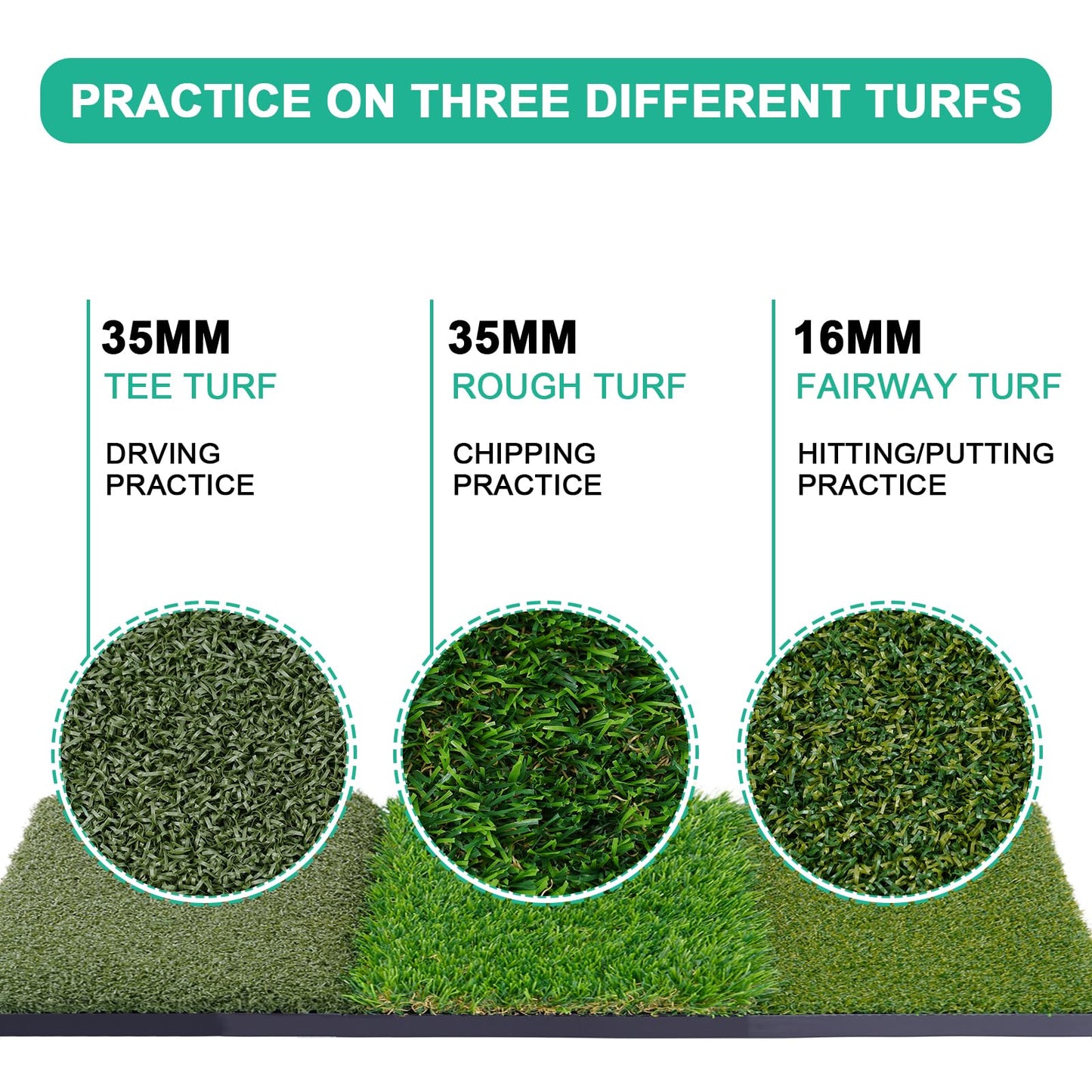 HOYWOUL Golf Practice Mat 12"x24" Golf Hitting Mat Portable Training Matt Indoor Outdoor Chipping Putting Training Mats for Backyard Garage – Gift for Golfers, Beginners & Pros