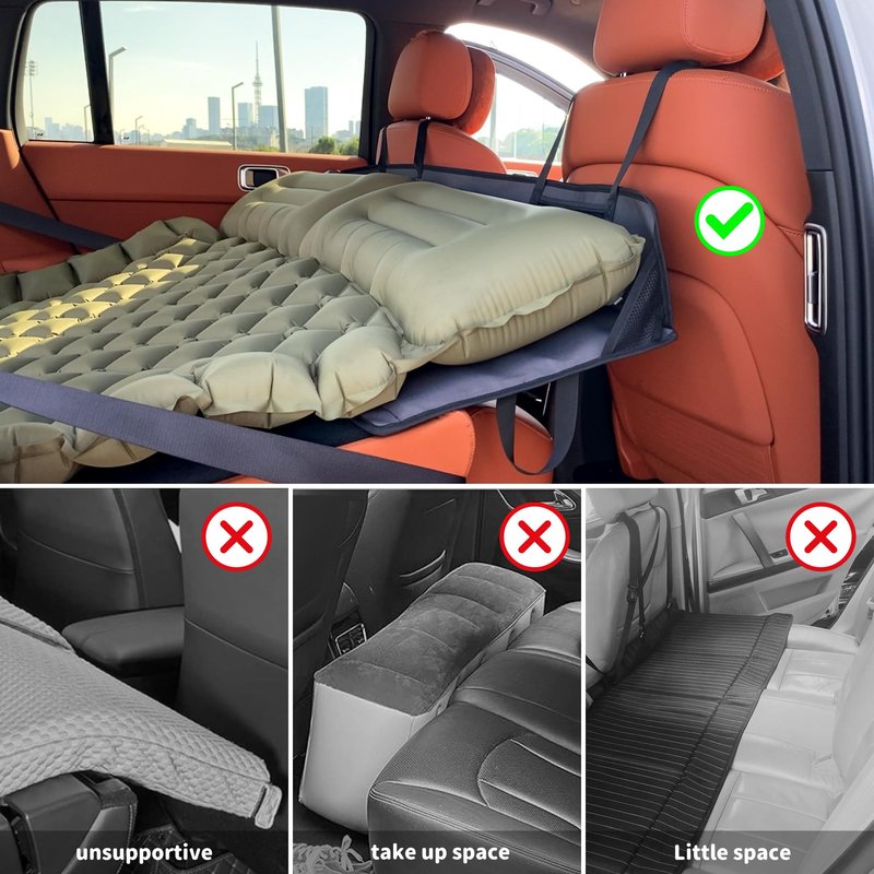 EULANT Foldable Portable Air Mattress for Backseat,Car Rear Seat Mattress Extension Plate,Folding Car Bed Mattress,Increase Travel Trunk Space & Car Bed Camping Space for Car/SUV/Model Y/3