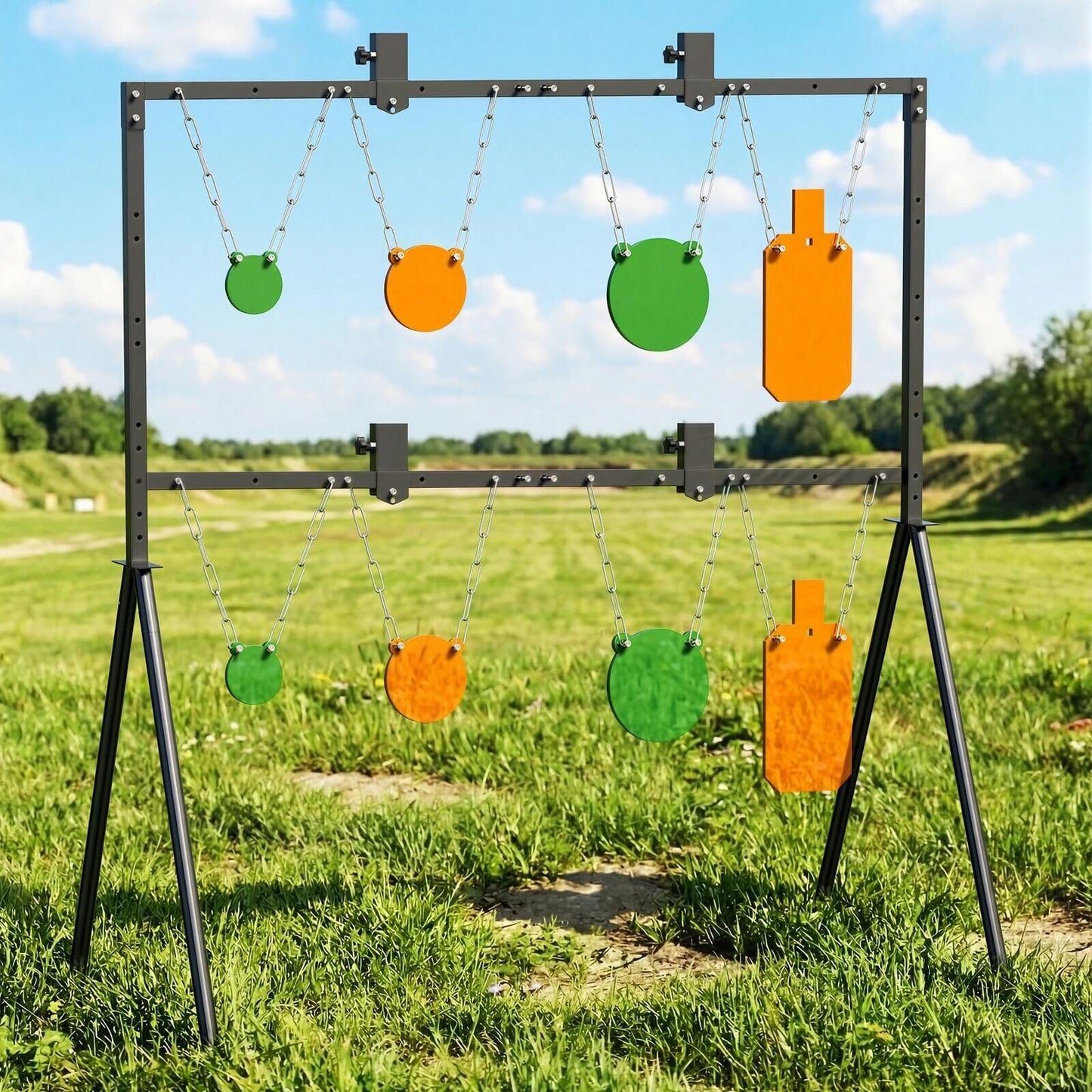 AR500 Steel Target Stand System Kit, 3/8" Thick 4", 6", 8", 7"x12" Steel Targets, Height Adjustable 35-65 Inch for Outdoor Shooting