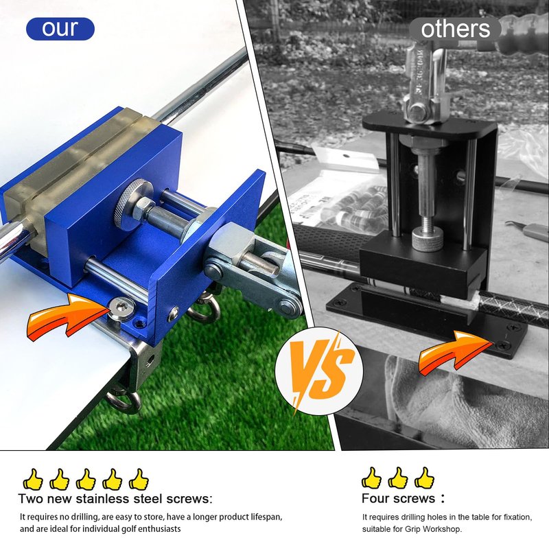 Crestgolf Drill-Free Golf Shaft Clamp, Club Holder Vise, Grip Removal Tool, Grip Replacement Kit
