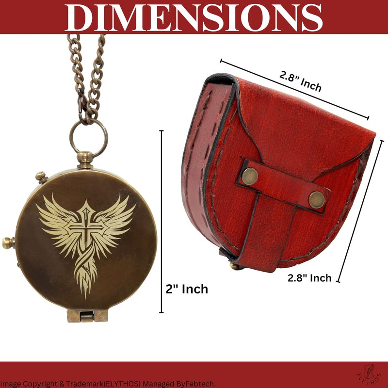 Handmade Brass Antique Compass with Leather Case – Vintage Finish Functional Pocket Navigation Tool for Travel, Hiking & Gift (#9 - Be Brave, Strong & Courageous - Antique Compass with Leather Case)