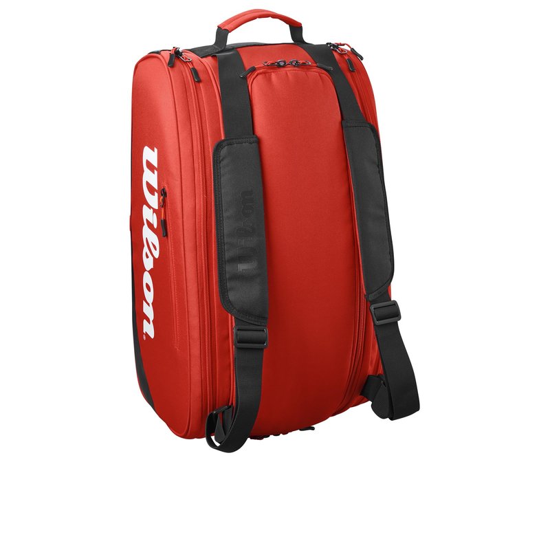 WILSON Tour Padel Bag - Holds up to 6 Paddles, Red/Black