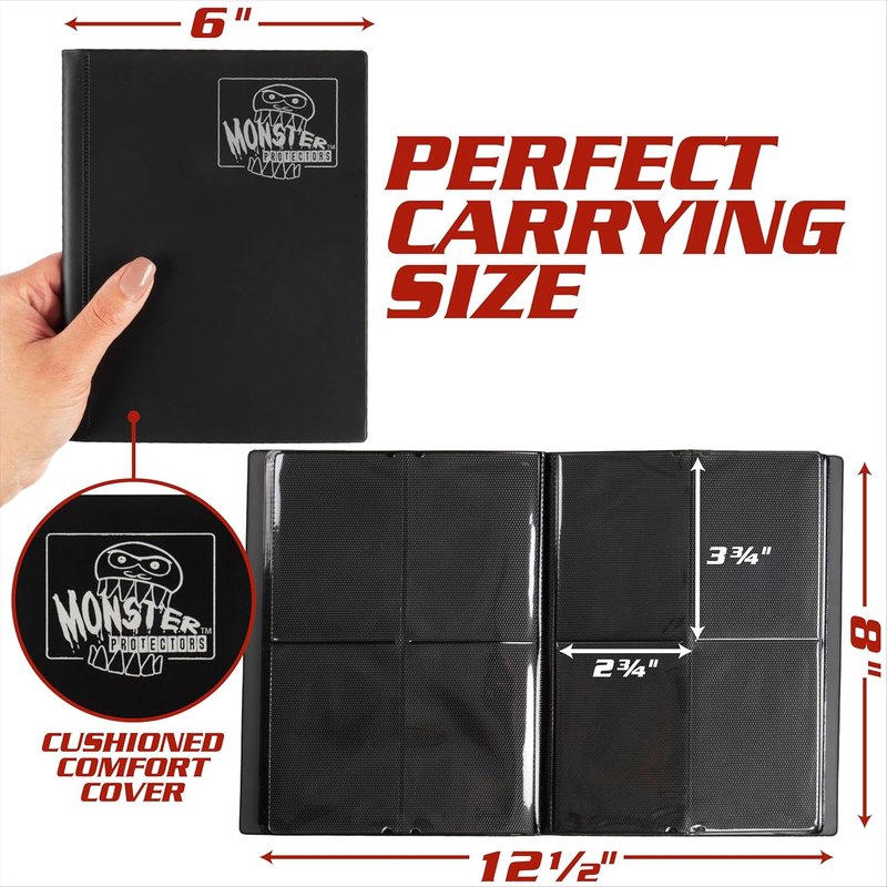 Monster Trading Card Album - Holofoil Clear Binder for 160 Cards | Anti-Theft & Side Loading Pockets, Compatible with Yu-Gi-Oh, Pokémon, MTG