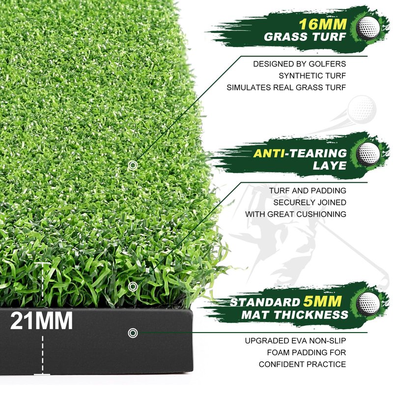 LIBERRWAY Thicken Golf Mat, 5x4ft Practice Turf, Indoor/Outdoor, Training Aid with 9 Golf Balls