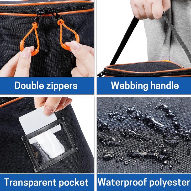 VISEMAN Sports Ball Bag – 900D Polyester Carrier for Tennis, Pickleball, Baseball & Softball – 45 Ball Capacity Cylinder Holder with ID Window and Handle