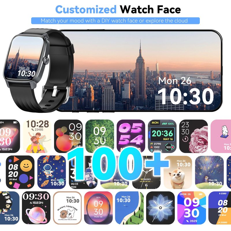 Imzuc Pedometer Watch for Men Women Android & iPhone, 1.85" Retina Display with Answer/Make Calls, Smart Watch with Pedometer, Calories & Step Counter, Waterproof Heart Rate/Sleep/SpO2 Monitor