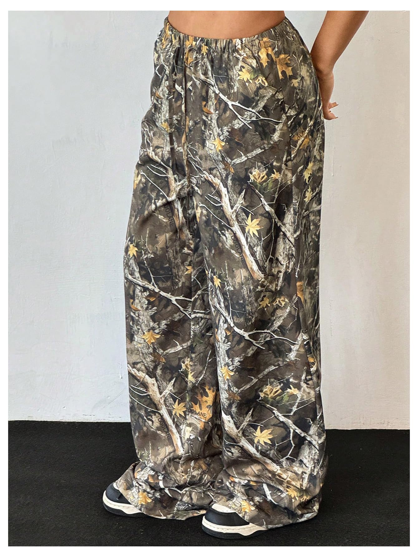 Floerns Girl's Camouflage Baggy Wide Leg Hunting Pants Drawstring Camo Pant