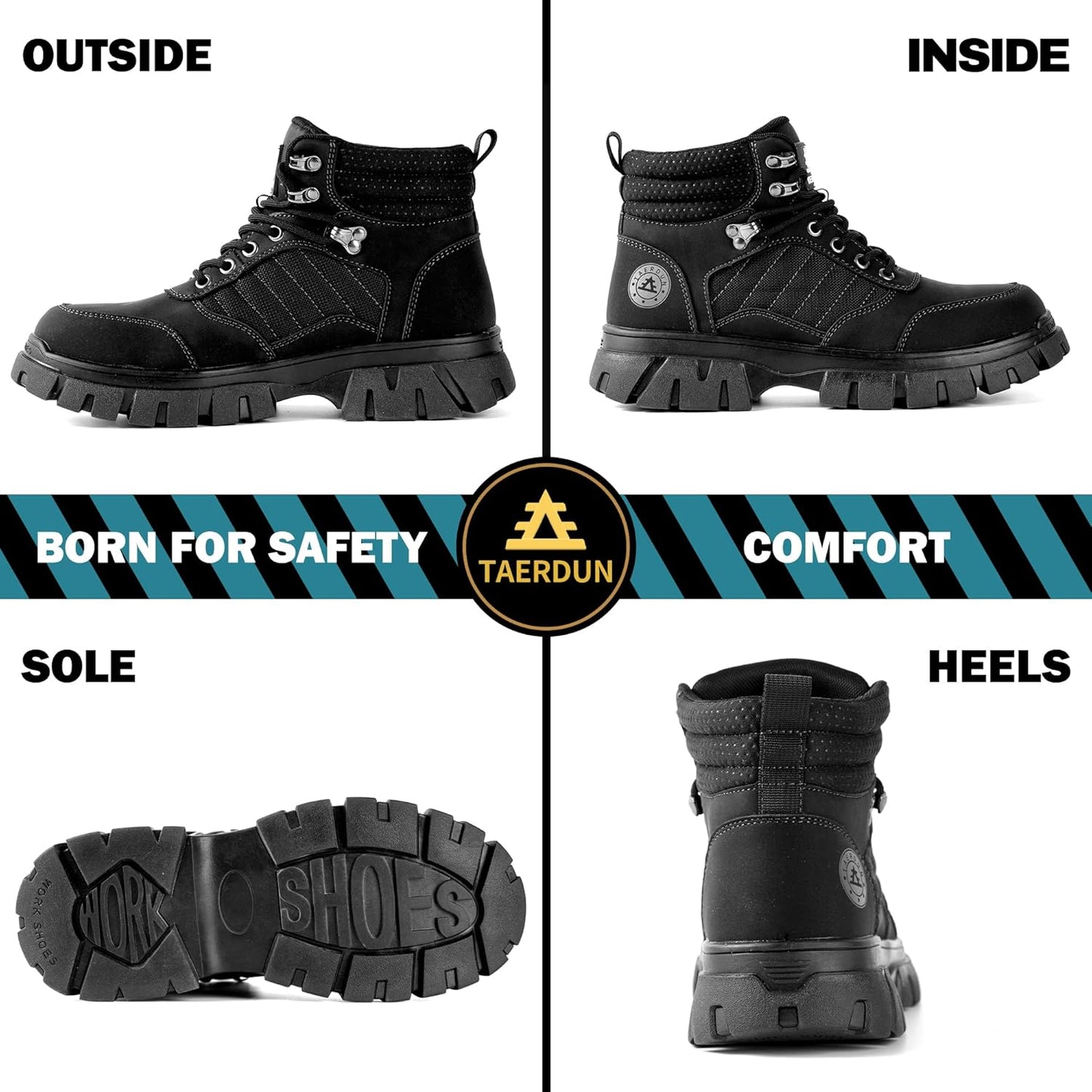 Steel Toe Boots for Men - Waterproof Non-Slip Work Shoes | Breathable Comfort & Lightweight Design