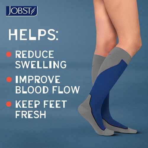 BSN Medical 7529002 JOBST Sock, Knee High, 20-30 mmHg, Closed Toe, Large, White/Grey