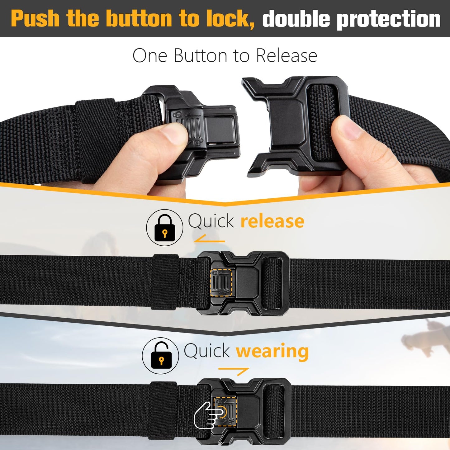 JOTOVO Tactical Belt, Quick Release Belt Buckle 1.5" Nylon Belt, Heavy Duty Seatbelt Buckle with Dual Slot Protection System, Duty Belt Special for Police and Fire Agencies