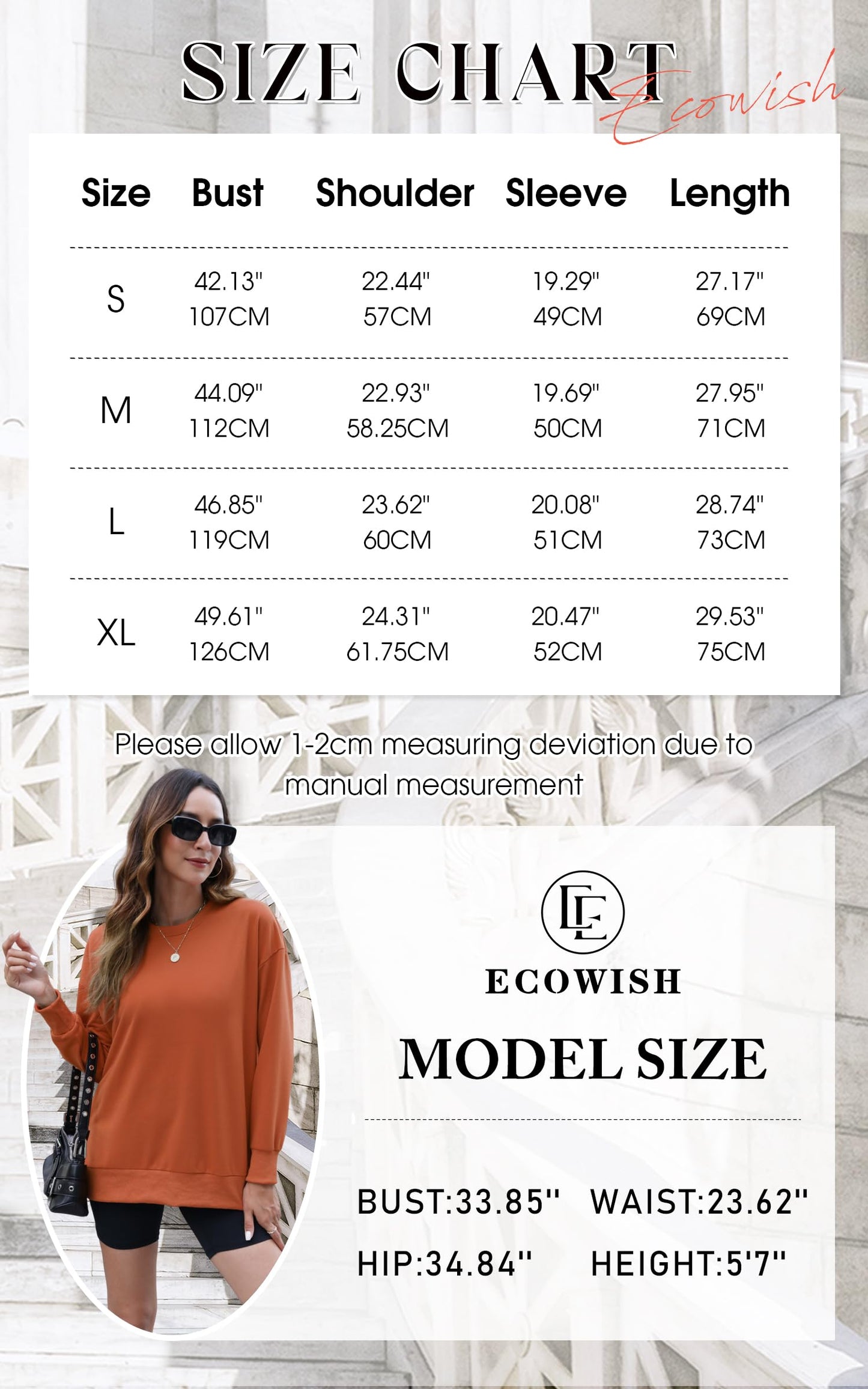 ECOWISH Women Side Split Sweatshirt: Fall Crewneck Long Sleeve Oversized Shirts Casual Loose Solid Pullover Tops Tunics 409 White L