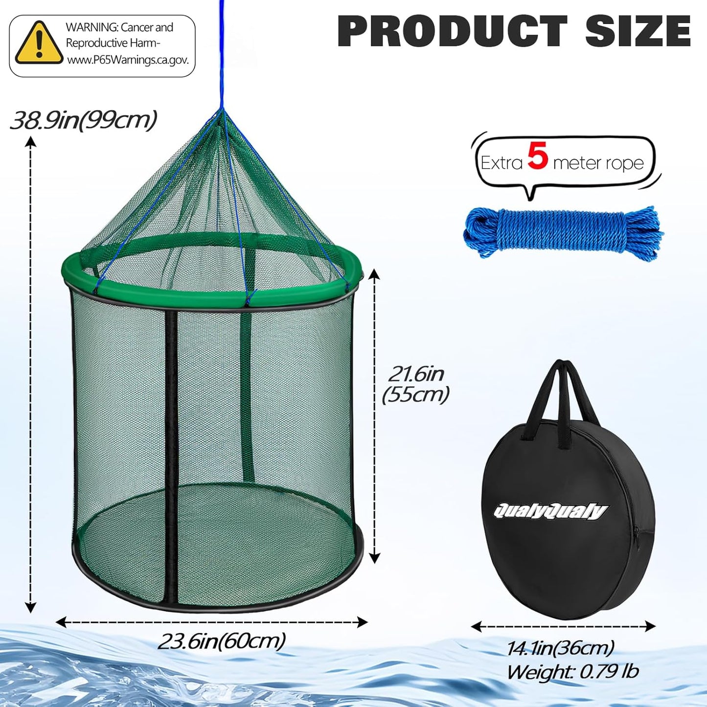 Floating Fish Basket - Extra Large 41/73 Gallons | Fully Foldable Collapsible Mesh Fishing Net Holder