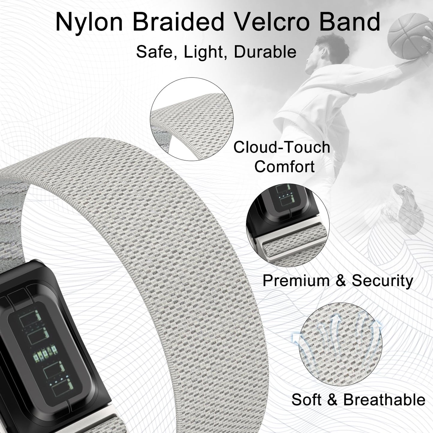 omee Nylon Sport Bands Compatible with Whoop 5.0 Bands One, Peak and Life, Breathable Nylon Adjustable Waterproof Replacement Wristbands Straps for Whoop Band 5.0 – Not Compatible with Gen 4