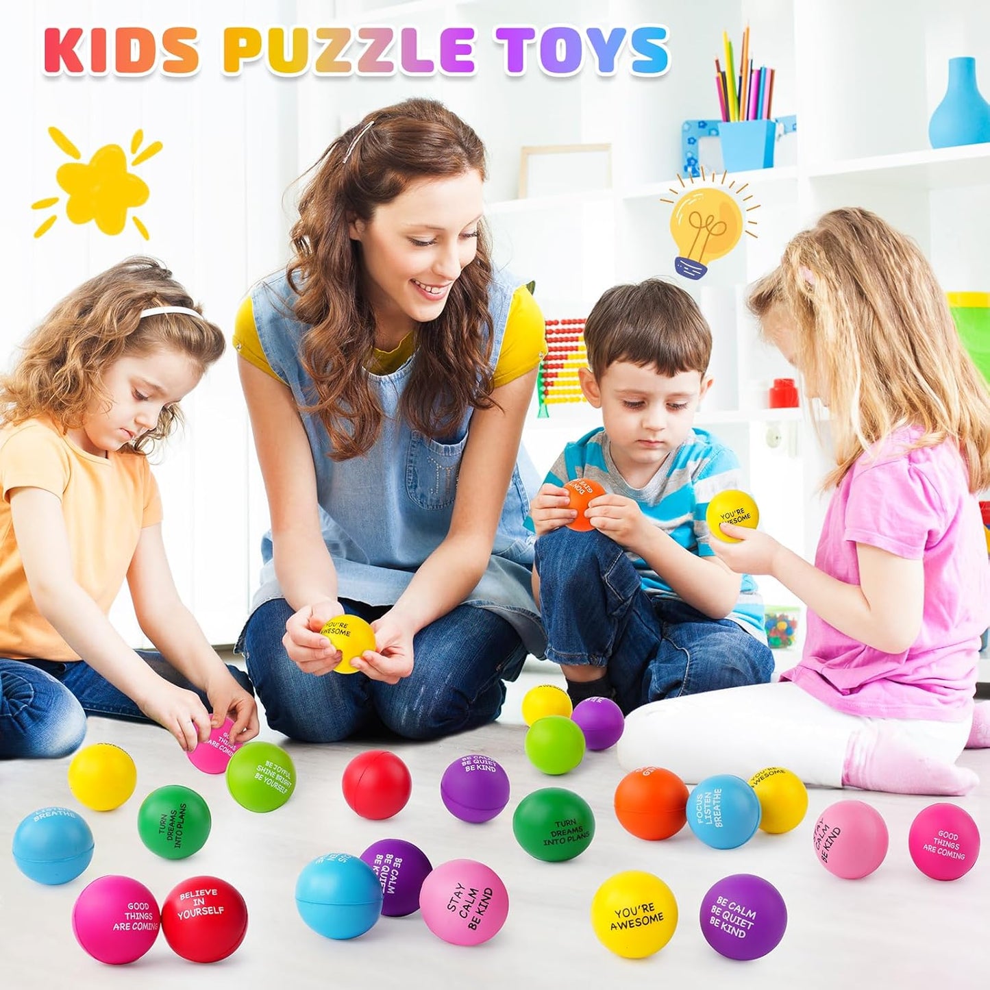 Stress Balls for Adults - 100PCS Foam Squeeze Stress Relief Toys | Perfect for Office, Classroom & Parties