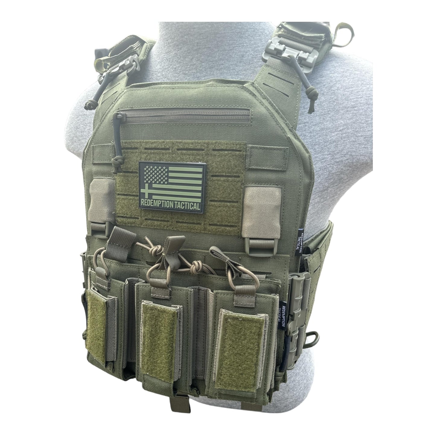 Redemption Crusader 2.0 Molle Quick Release Buckles Vest with Side Cummerbund Pouches and Triple Pouch (OD Green)