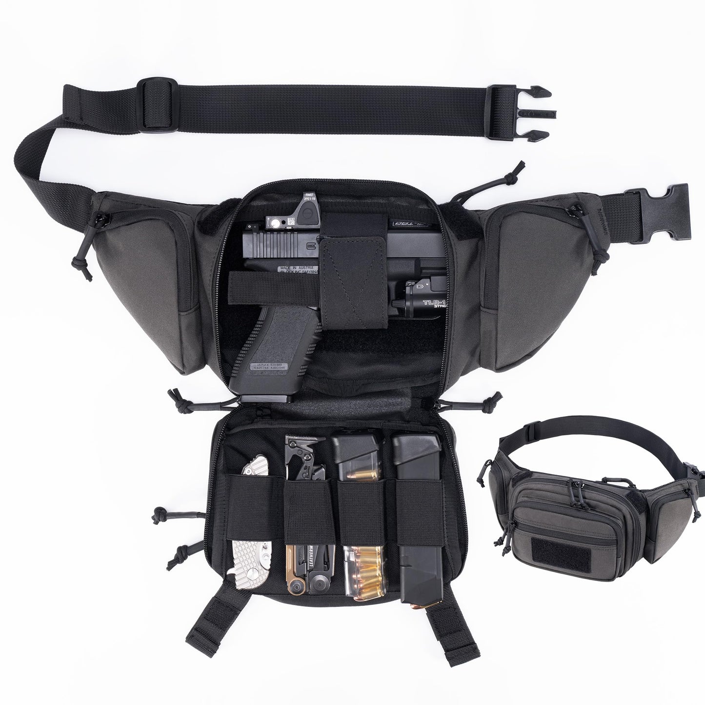 CLTAC CCW Tactical Fanny Pack for Concealed Carry, 500D Nylon Low Profile EDC Waist Bag with Pistol Holster & YKK Zippers, Everyday Carry Hip Pack (Range Green)