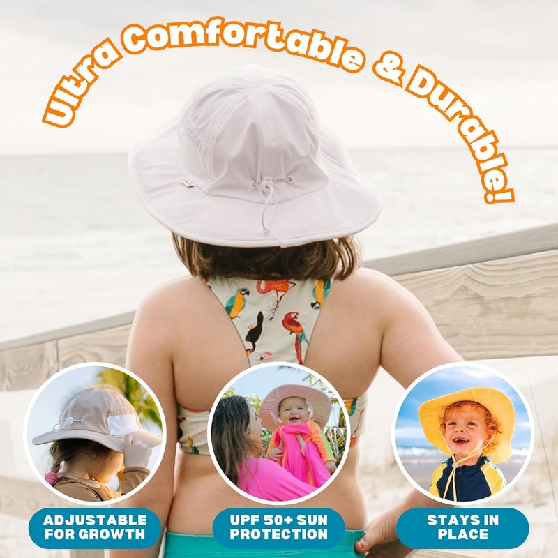 SwimZip Wide Brim Sun Hat - UPF 50+ Sun Protection for Baby, Toddler & Kids
