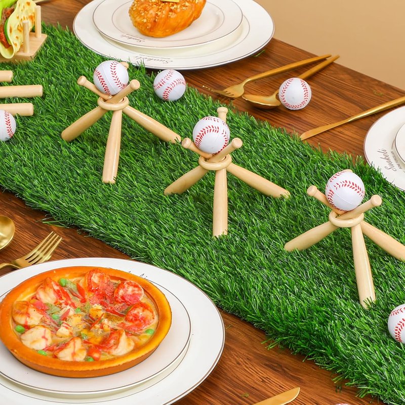 Baseball Centerpiece Decor Kit - 25 Pcs Table Decorations with Mini Balls, Bats & Grass Mats | Ideal for Birthday Sports Parties