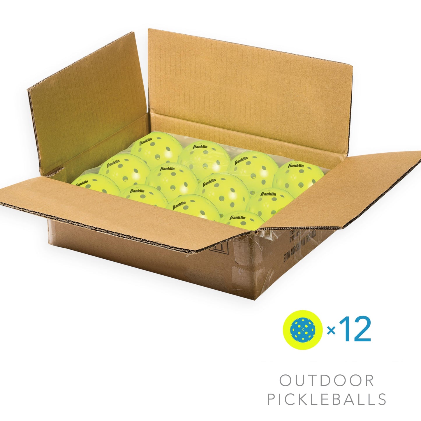 Franklin Sports Outdoor - X-40 Pickleball Balls - USA (USAPA) Approved - 12 Pack Outside - Optic Yellow - US Open Ball