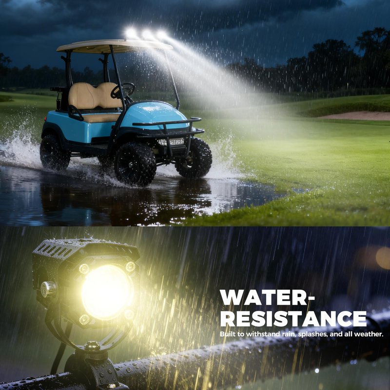 10L0L 5000LM Spot & Flood Work Light, 4 Modes Amber/Blue/Strobe/High Beam, 12-60V 10W IP67 Waterproof Off-Road Light for Golf Cart, UTV, ATV, SUV, Truck (3PCS)