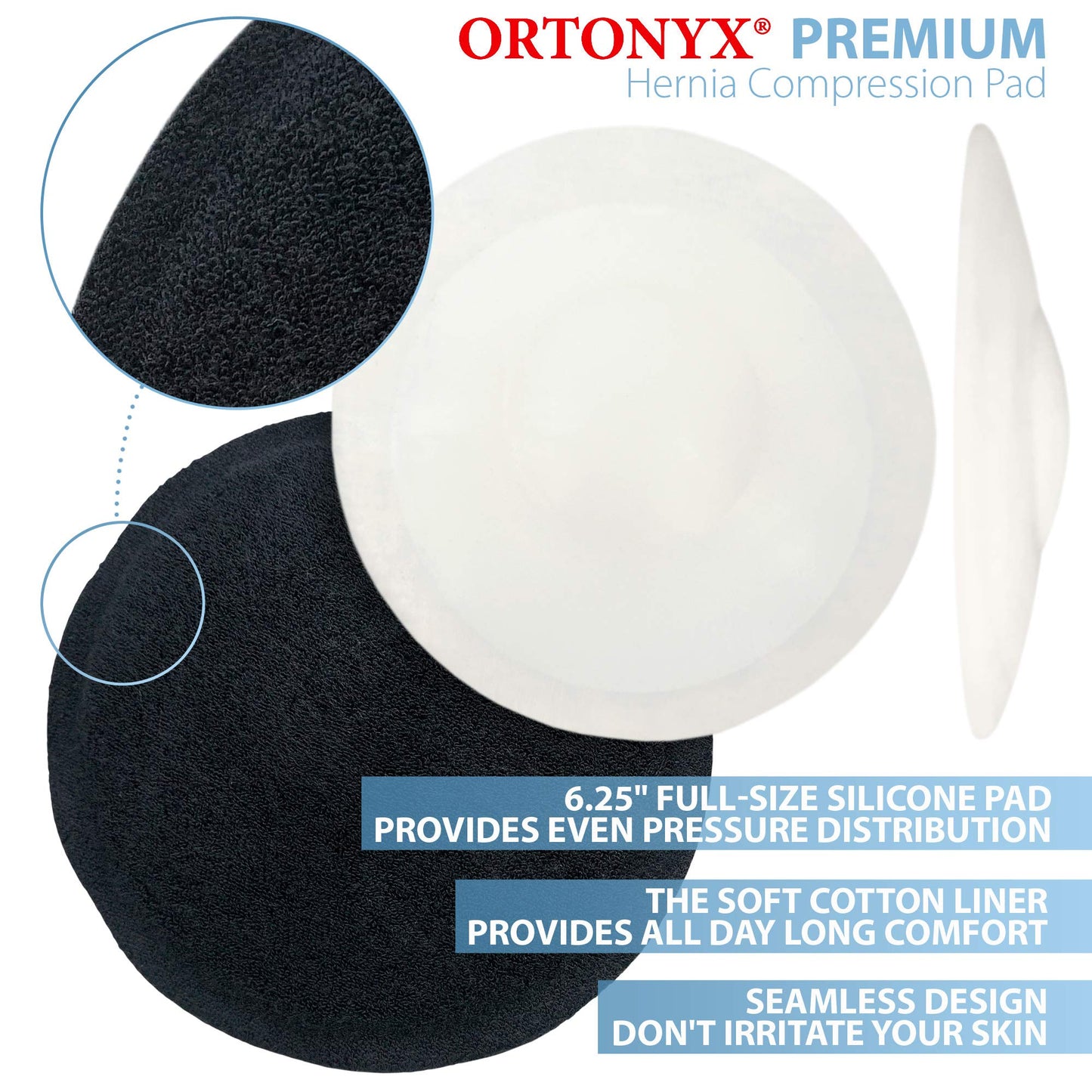 ORTONYX Umbilical Hernia Belt for Men and Women / 6.25" Abdominal Binder With Hernia Support Pad/Post-Surgical Belly Band - Black OX5241-3XL Plus Size