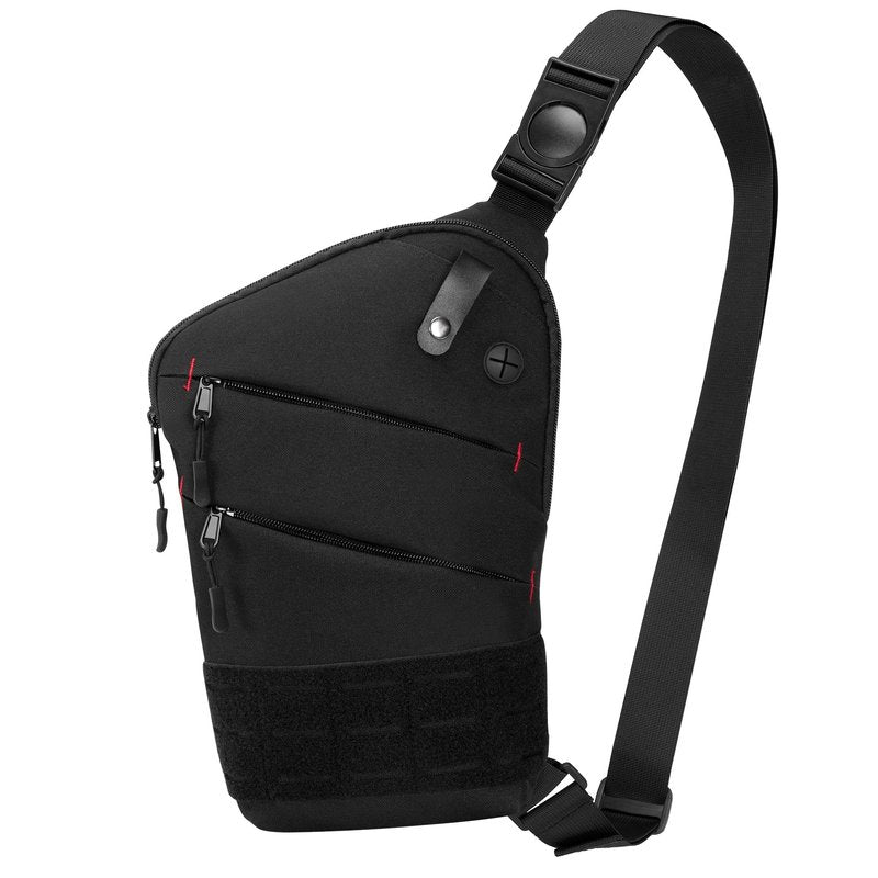 Smasrob Sling Bag for Men and Women, Crossbody Bag with Patches Area and Multiple Pockets (Bag Only), Black