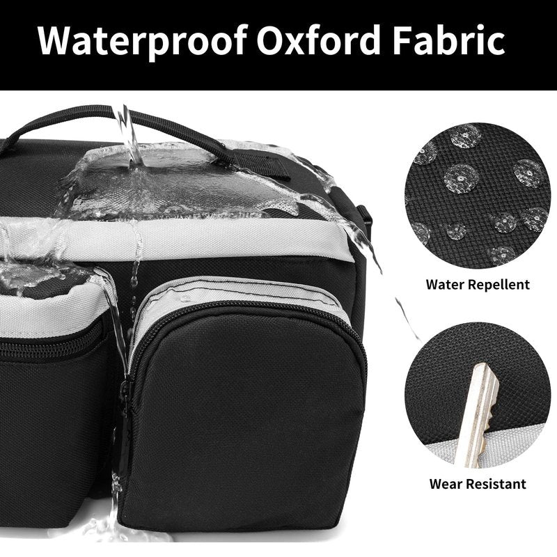 Sunpeak Bike Rear Rack Bag Waterproof Ebike Mountain Bicycle Saddle Bag 12L Cycling Pannier Trunk with Reflector & Shoulder Strap for Commuter Travel Outdoor