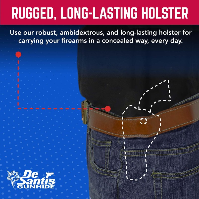 DeSantis Wild Hog Leather Revolver Holster for Men and Women - OWB Gun Holster, Compatible with Ruger Wrangler 4 5/8" and Heritage Rough Rider 4 3/4" - Ambidextrous