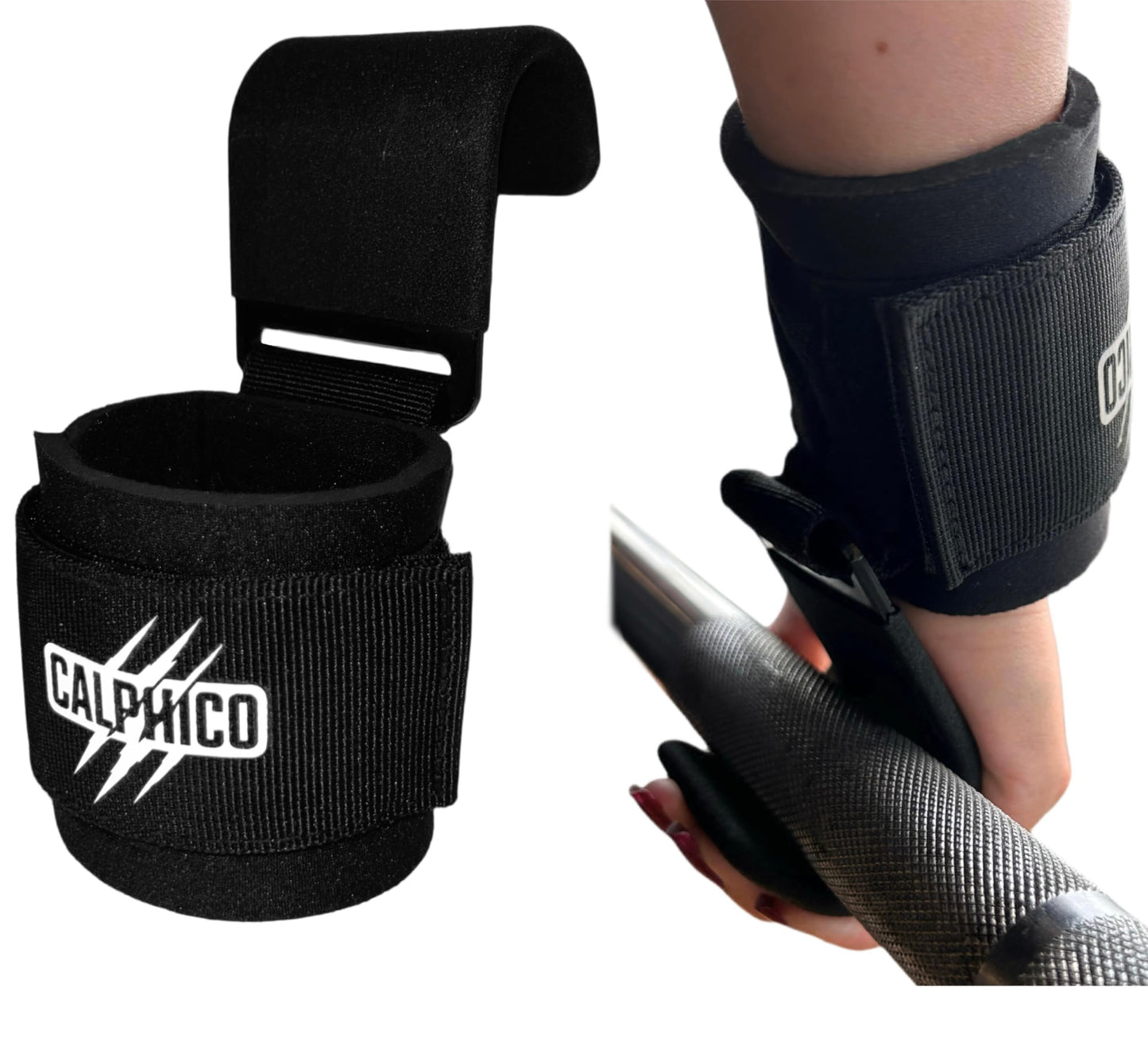 Lifting Hooks for Weight Training – Heavy Duty Steel with Ergonomic Lifting Straps & Wrist Support – Enhanced Grip