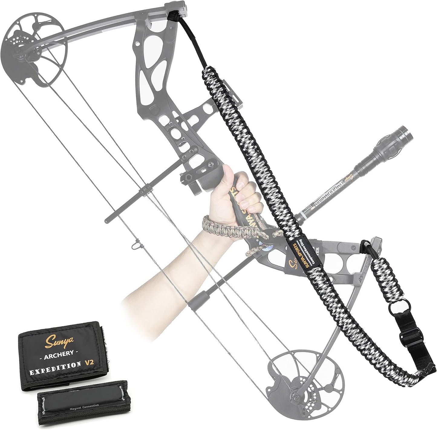 Paracord Bow Sling - V2 Magnetic Connection System for Hands-Free Carrying | Lightweight for Hunting & Archery