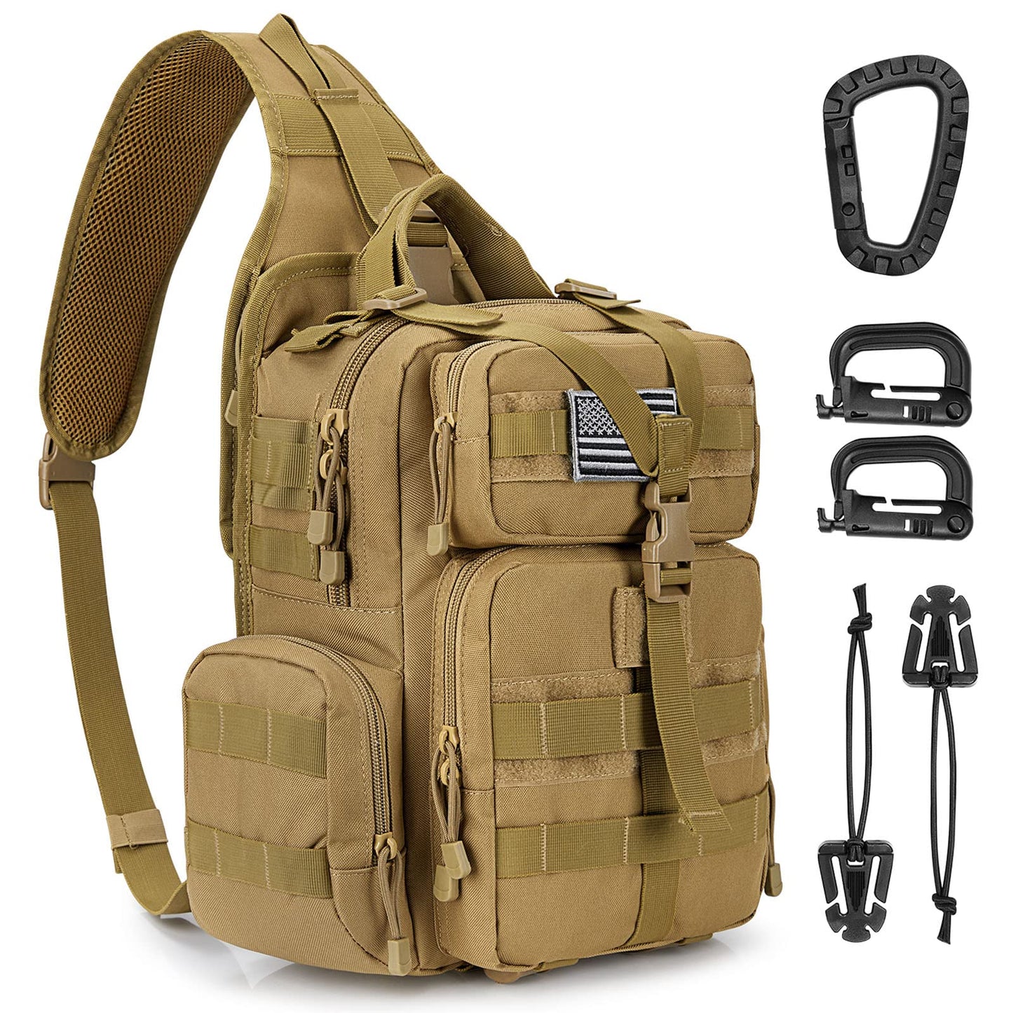 G4Free Tactical EDC Sling Bag Backpack with Pistol Holster Military Shoulder Backpack for Concealed Carry(Tan)