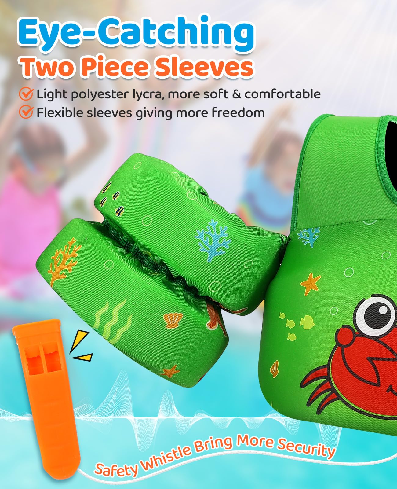 HeySplash Swim Vest for Kids, Puddle Float Jumper with Safety Buckle