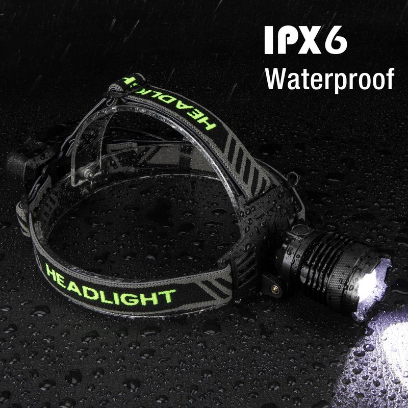 Kungf 3Pack Rechargeable Headlamp Super Bright, 99000 Lumens LED Head Lamp with 3 Modes, 90°Angle & Adjustable Focus Head Lights for Forehead, IPX6 Waterproof HeadLamps for Adults Camping Hiking