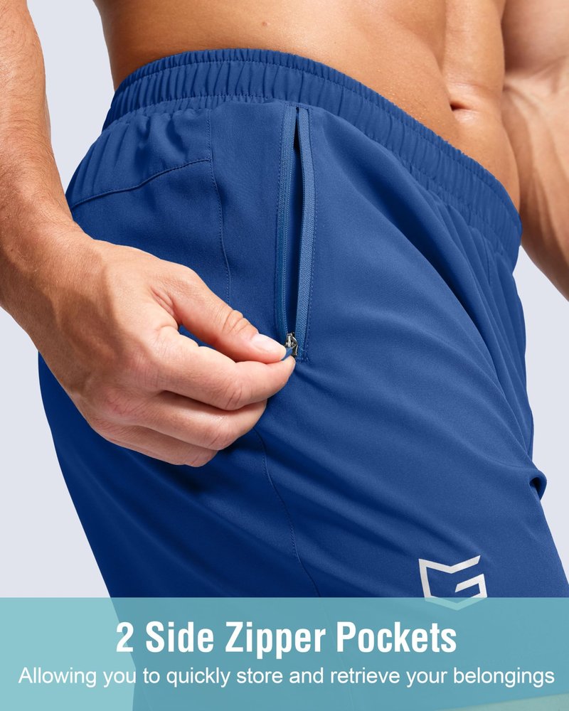G Gradual Men's Athletic Running Shorts with Zipper Pockets Quick Dry 7"/ 5"/ 9" Workout Gym Shorts for Basketball Hiking(Royal Blue,5S)