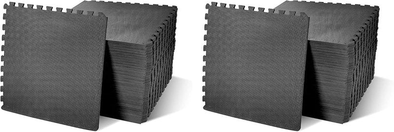 BalanceFrom Interlocking Foam Exercise Tile Mat - Non-Slip 24x24 Inch, 36-Count, Black for Home Gym & Playroom