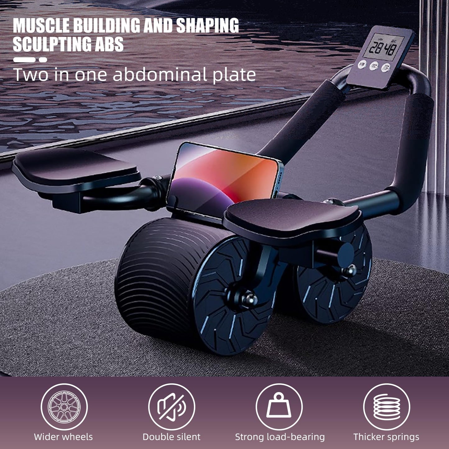 Uota Ab Roller Wheel with Elbow Support, Automatic Rebound Abdominal Wheel,Ab Roller for Abdominal Exercise Machine,Abs Workout Equipment,Trainer Fitness Belly Training for Men & Women